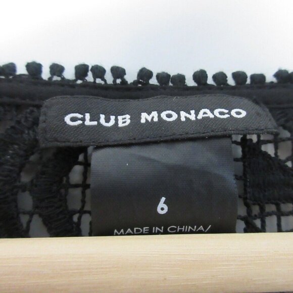 Club Monaco Silk Mini Dress Cocktail 6 Black Elegant Dress Crochet Party 306 - Picture 3 of 9